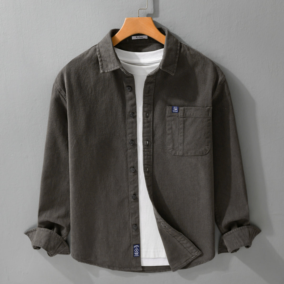 Herren Baumwoll-Twill Hemdjacke im Vintage-Finish mit aufgesetzter Brusttasche Nord Taschen