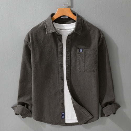Herren Baumwoll-Twill Hemdjacke im Vintage-Finish mit aufgesetzter Brusttasche Nord Taschen