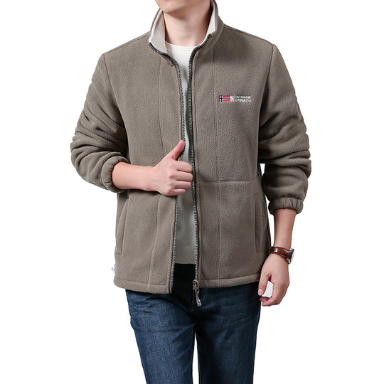 Herren Wärmende Fleecejacke mit Stehkragen, durchgehendem Reißverschluss & Eingrifftaschen Nord Taschen