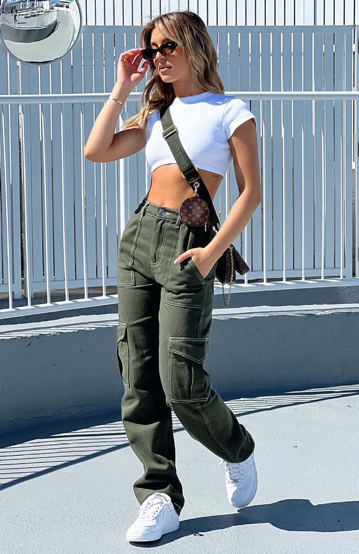Damen Cargo-Hose mit Baumwollmix und praktischen Taschen