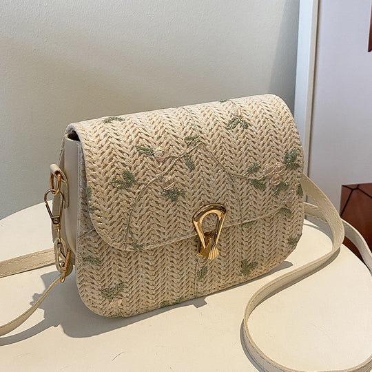 Damen Umhängetasche mit floralen Stickereien und hochwertigem geflochtenem Design Nord Taschen