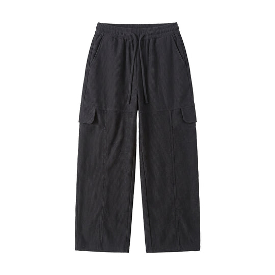 Damen Weite hochtaillierte Cargo‑Hose aus Feincord mit Tunnelzug Nord Taschen