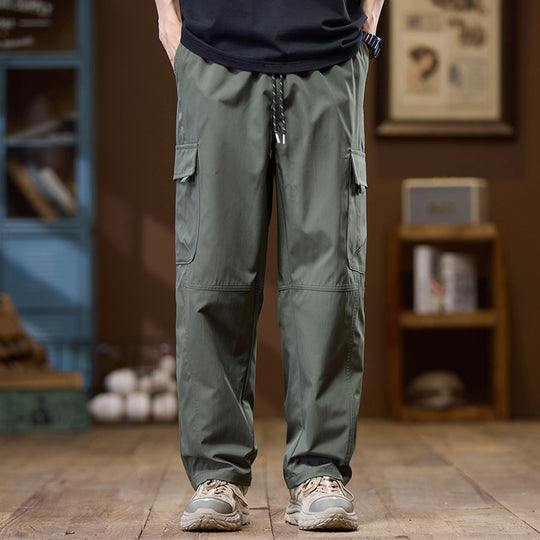 Herren Leichte Technical Cargo-Hose mit geradem Bein, Multifachtaschen und Kordelbund Nord Taschen