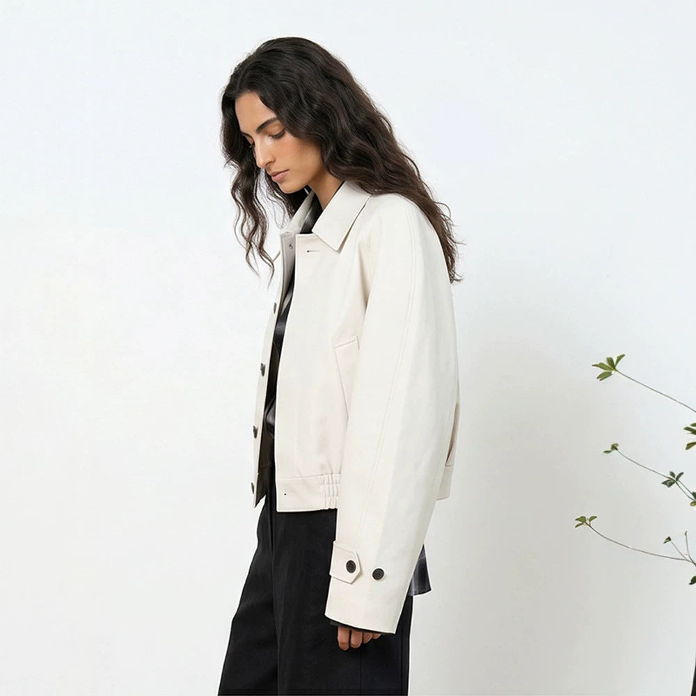 Damen Kurzer Boxy-Blouson mit elastischem Saum und markanten Knopfdetails Nord Taschen