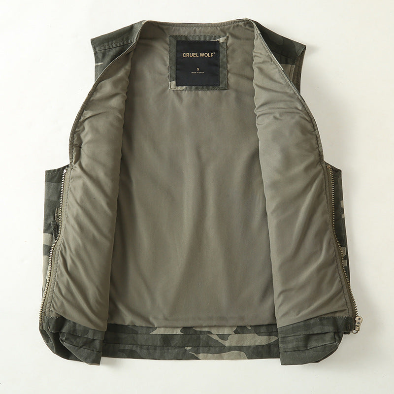 Herren Multifunktionale Outdoor-Weste mit vielen Taschen und Reißverschluss Nord Taschen
