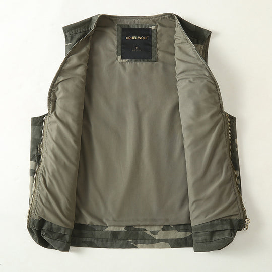 Herren Multifunktionale Outdoor-Weste mit vielen Taschen und Reißverschluss Nord Taschen