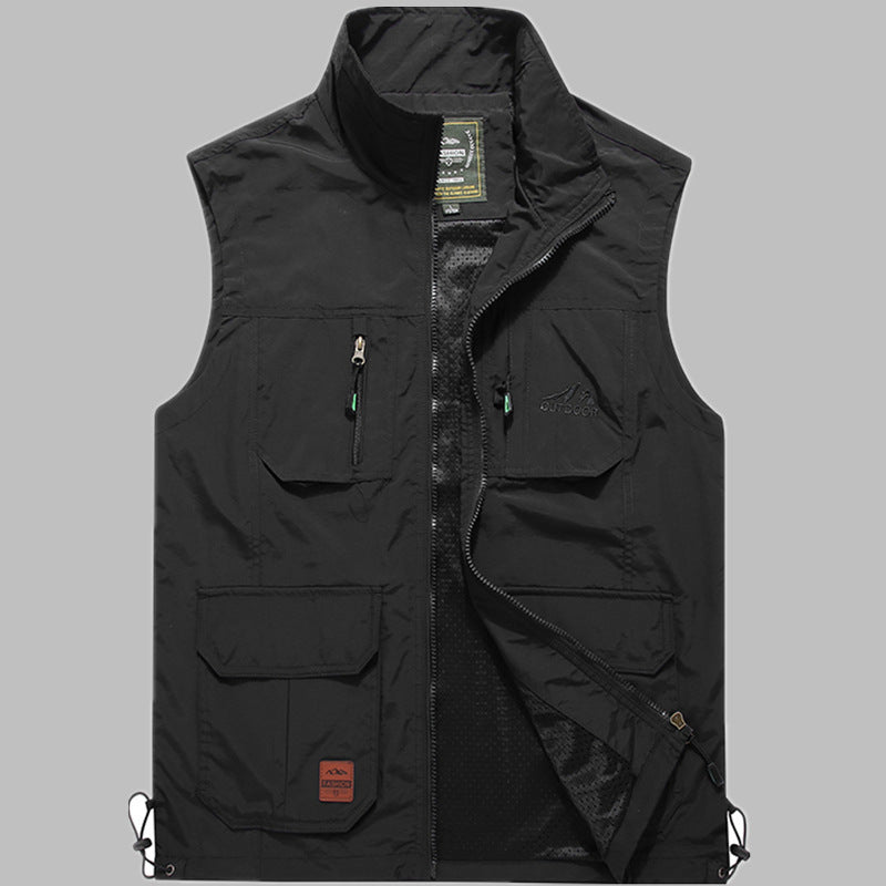 Herren multifunktionale Outdoor‑Utility‑Weste mit Reißverschluss, Mehrfachtaschen und atmungsaktivem Meshfutter Nord Taschen