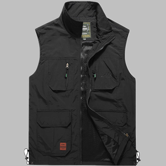 Herren multifunktionale Outdoor‑Utility‑Weste mit Reißverschluss, Mehrfachtaschen und atmungsaktivem Meshfutter Nord Taschen