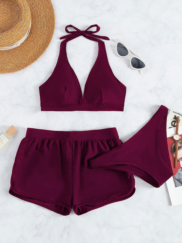 Damen Sportliches Bikini-Set mit verstellbarem Halterneck