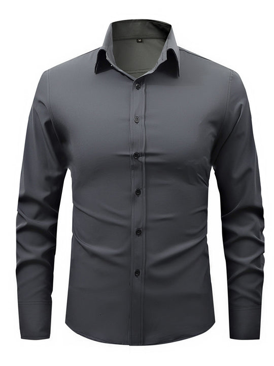 Men's  slim fit long sleeve stretch cotton dress shirt with spread collar Nord Taschen