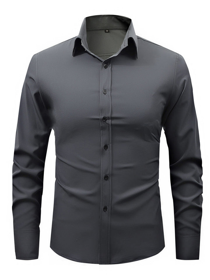 Men's  slim fit long sleeve stretch cotton dress shirt with spread collar Nord Taschen