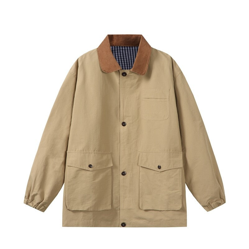 Herren Übergangs-Workerjacke im Boxy‑Cut mit Cordkragen und Pattentaschen Nord Taschen