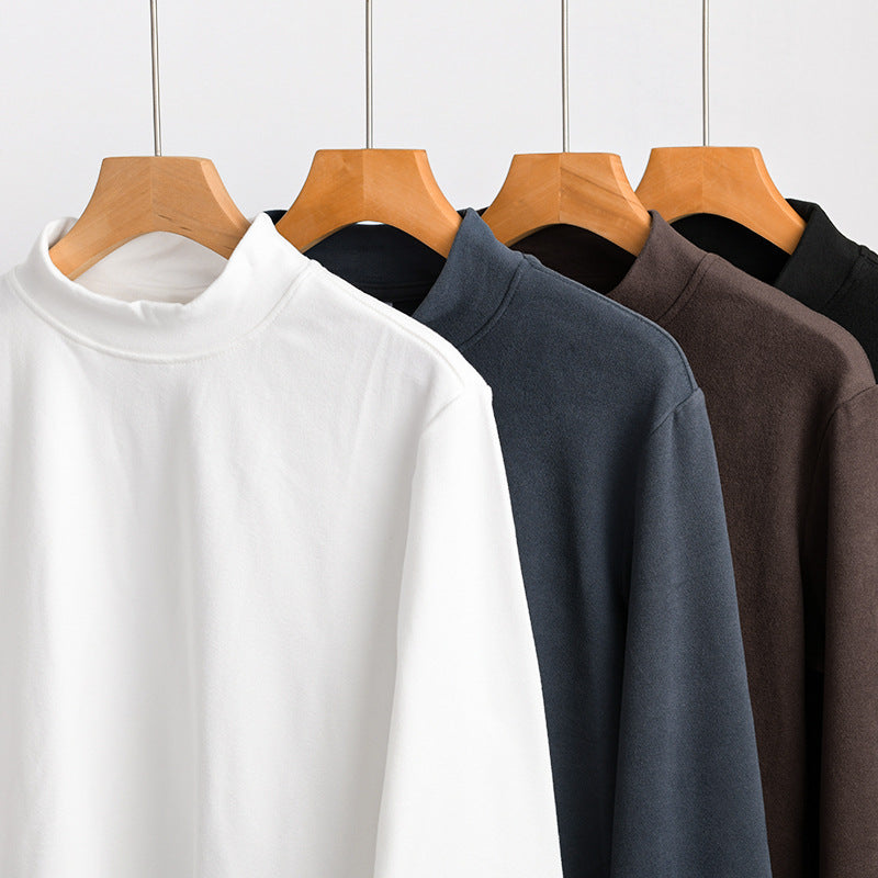 Herren Langärmeliges Feines Baumwollshirt mit Stehkragen und Relaxed-Fit Nord Taschen