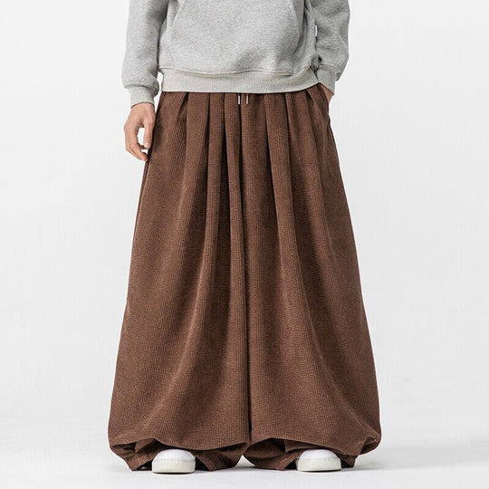 Herren Extraweite Cord-Ballonhose mit Falten, Tunnelzug und schwerem Fall Nord Taschen