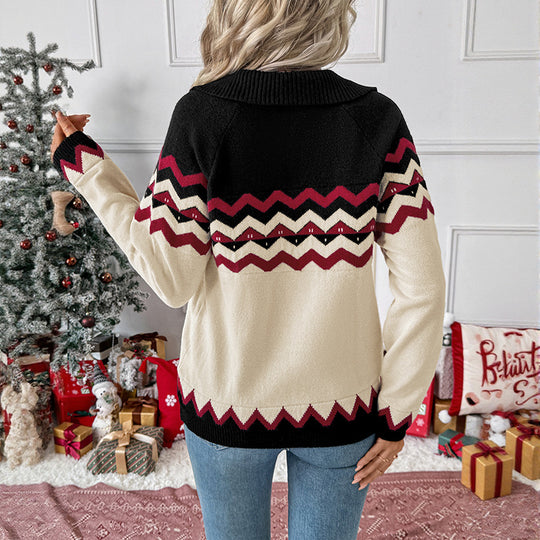 Damen Chic und bequemer Pullover mit Zickzack-Muster Nord Taschen