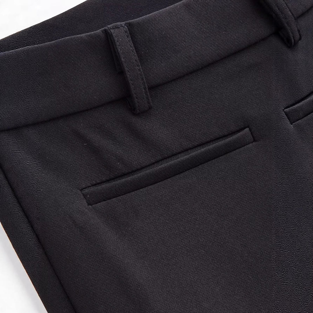 Damen Elegante gerade geschnittene Anzughose mit Bundschlaufen und Paspeltaschen Nord Taschen