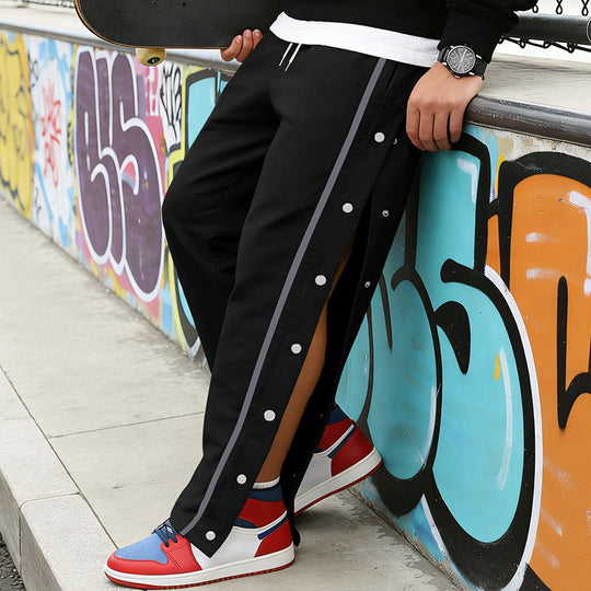 Herren Sportliche Snap-Trackhose mit seitlichen Druckknopfleisten und Tunnelzug Nord Taschen