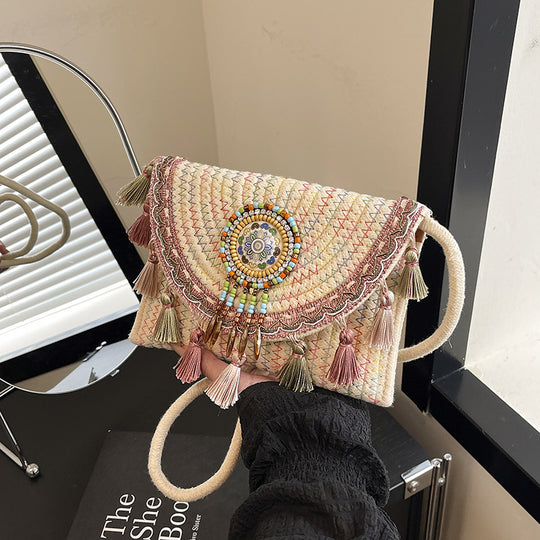 Damen handgefertigte Umhängetasche mit fröhlichem Quasten-Design Nord Taschen