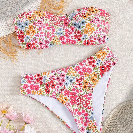 Damen Bandeau-Bikini mit elegantem Muster Nord Taschen