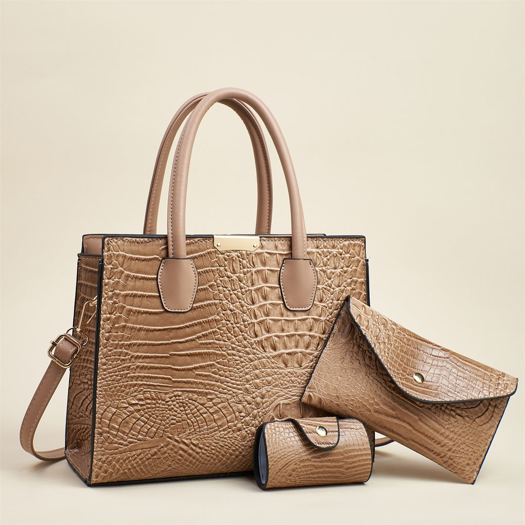 Damen elegante Handtasche im luxuriösen Kroko-Stil mit abnehmbarer Clutch Nord Taschen