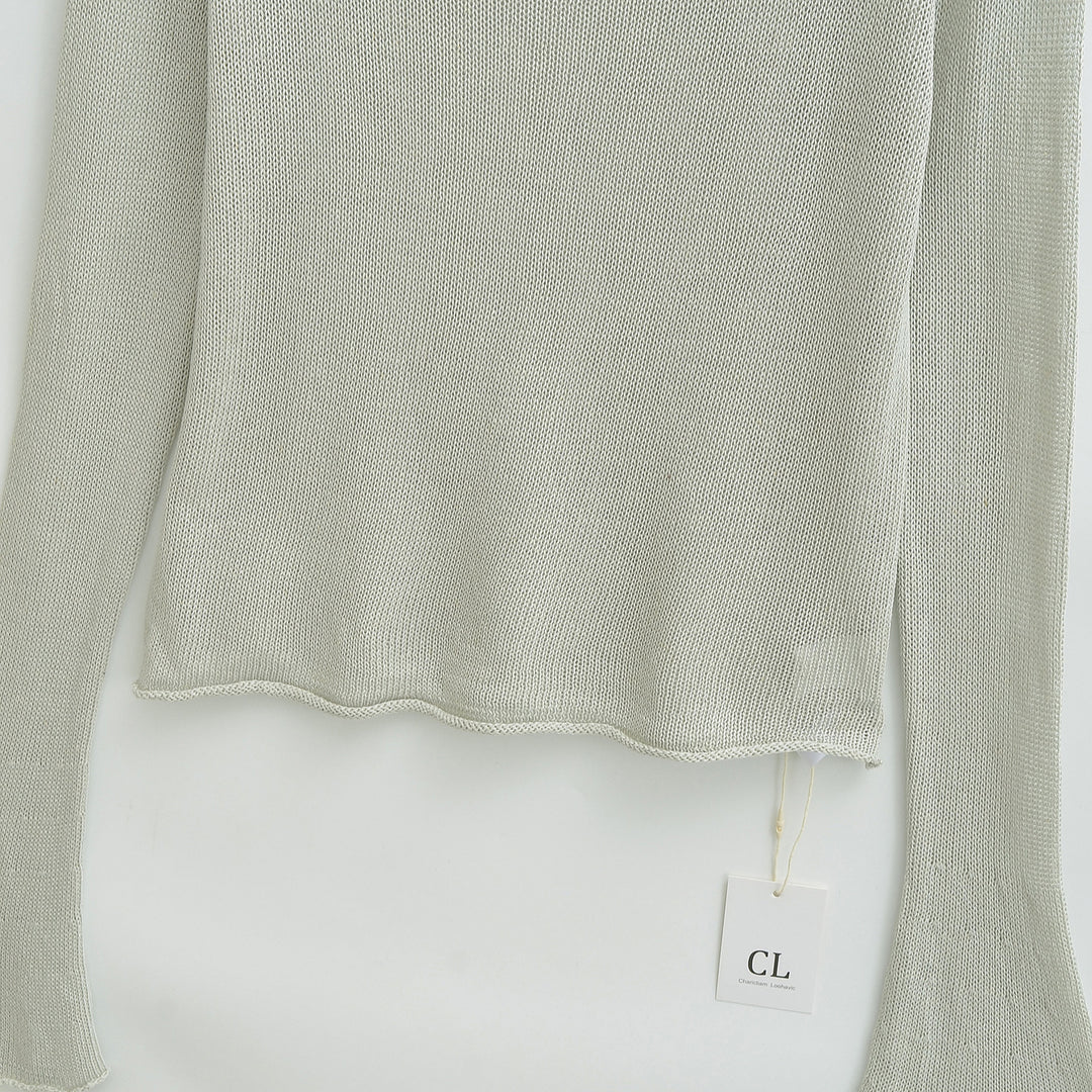 Damen Leichtes Feinstrick-Longsleeve mit ausgestellten Trompetenärmeln Nord Taschen