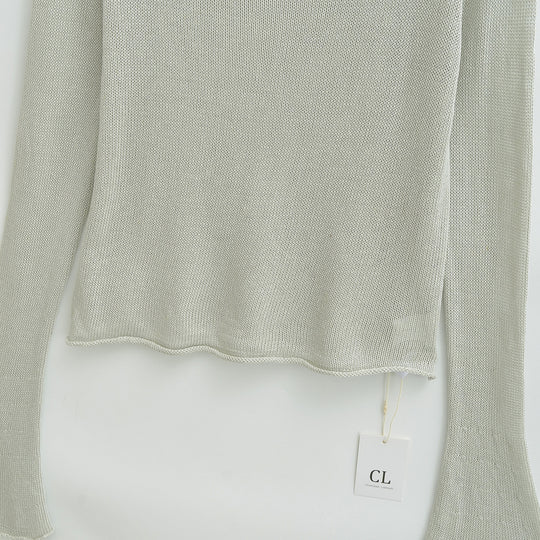 Damen Leichtes Feinstrick-Longsleeve mit ausgestellten Trompetenärmeln Nord Taschen
