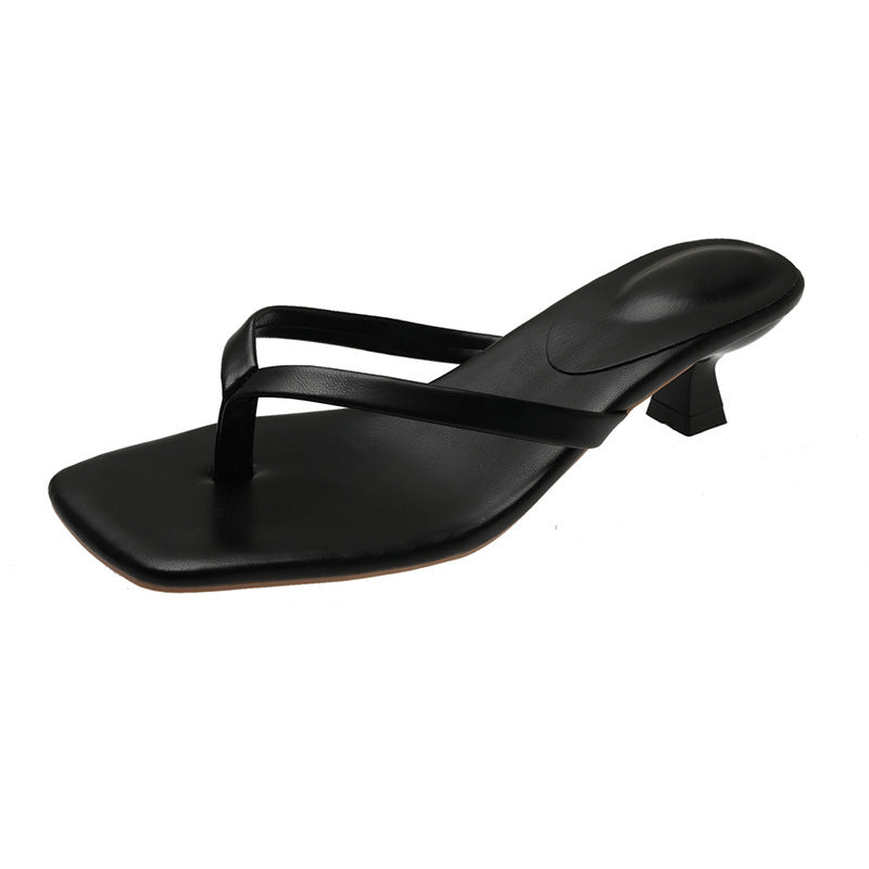 Damen Minimalistische Zehentrenner-Sandalen mit elegantem Absatz