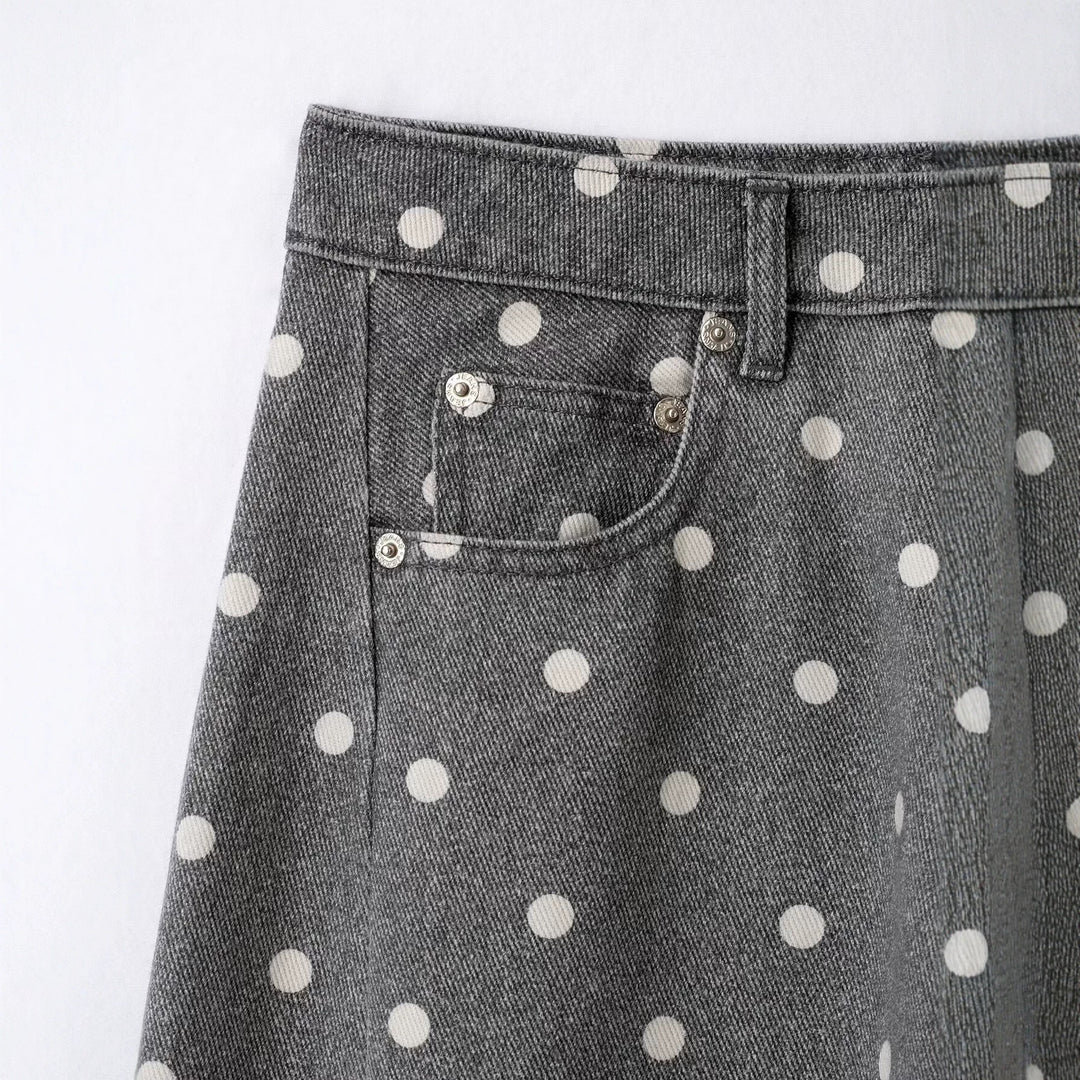Damen Weite Highwaist Denimhose mit Polka‑Dot Print und Five‑Pocket-Design Nord Taschen