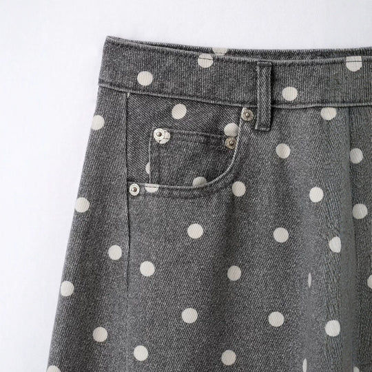 Damen Weite Highwaist Denimhose mit Polka‑Dot Print und Five‑Pocket-Design Nord Taschen