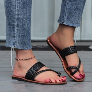 Damen bequeme Riemchen-Sandalen mit geflochtenem Design