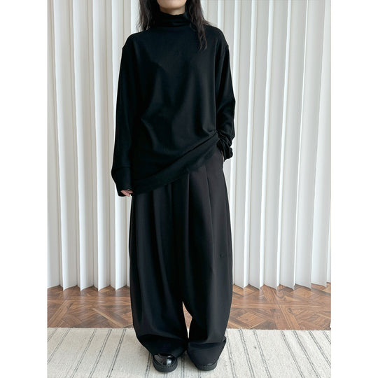 Damen Minimalistisches Rollkragen-Longsleeve mit Relaxed-Fit und weichem Jersey Nord Taschen