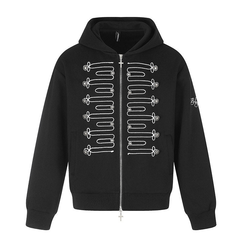 Unisex Zip-Kapuzenjacke im Military-Stil mit Zierkordeln und Metallknöpfen Nord Taschen