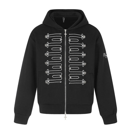 Unisex Zip-Kapuzenjacke im Military-Stil mit Zierkordeln und Metallknöpfen Nord Taschen