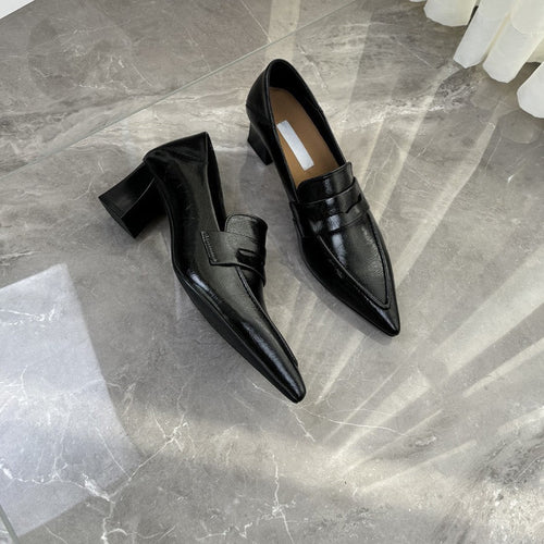 Damen spitze Pumps mit elegantem Riemen und bequemen Blockabsatz - Vittorelli