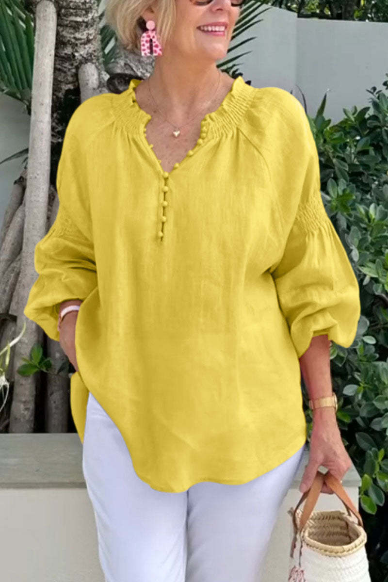 Damen luftige Bluse mit Smock-Ärmeln