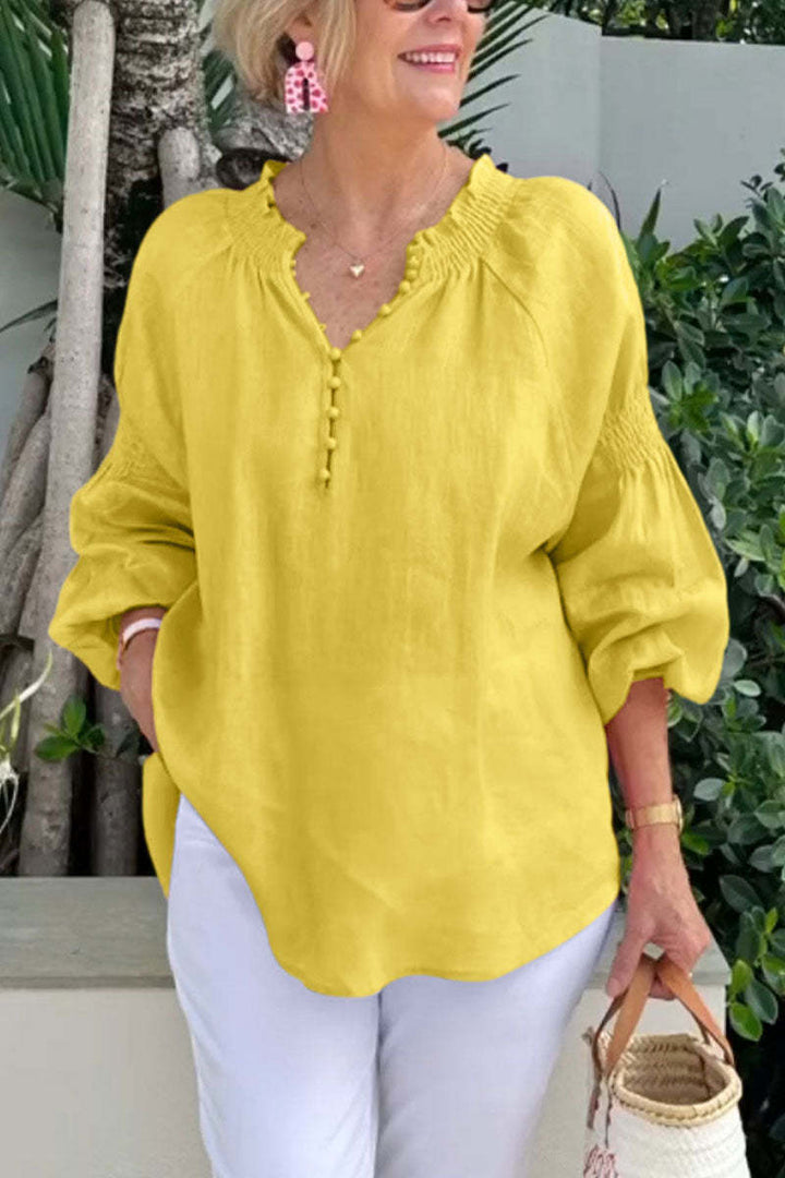 Damen luftige Bluse mit Smock-Ärmeln