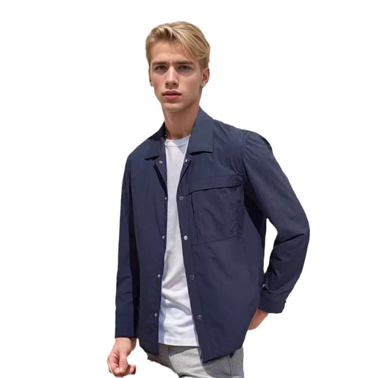 Herren Leichtes Utility-Overshirt mit Pattentaschen und Druckknopfleiste Nord Taschen