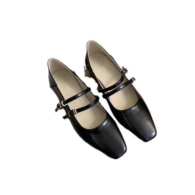 Damen elegante Mary Jane Ballerinas mit modischem Doppelriemen und komfortablem Fußbett - Arvani