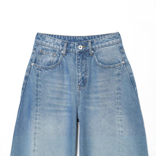 Damen Weite Cropped Denim‑Culotte mit hoher Taille und Mittelnaht Nord Taschen