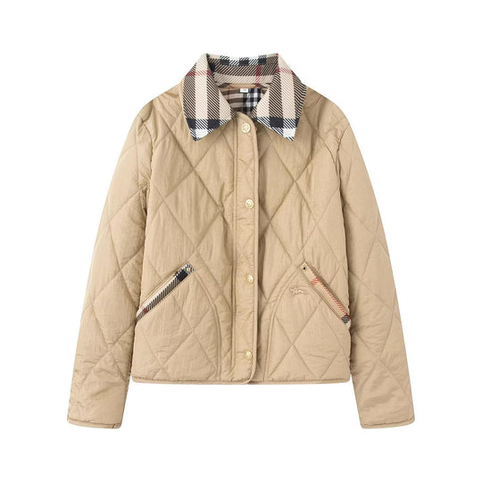 Damen Steppjacke mit karierter Kragen- und Taschenblende Nord Taschen
