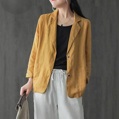 Damen Lässiger Leinenblazer Nord Taschen