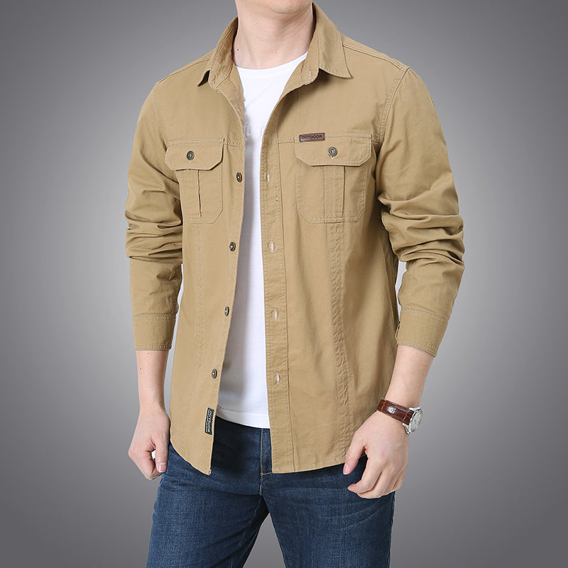Herren robustes Overshirt aus Baumwoll-Canvas mit Brustpattentaschen Nord Taschen