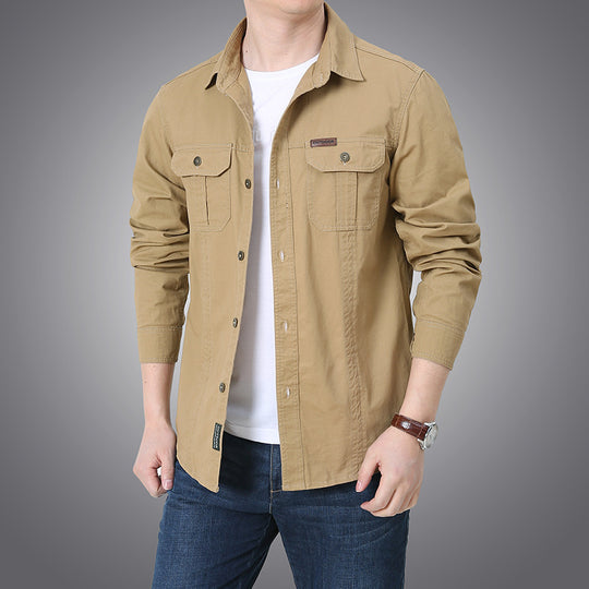 Herren robustes Overshirt aus Baumwoll-Canvas mit Brustpattentaschen Nord Taschen