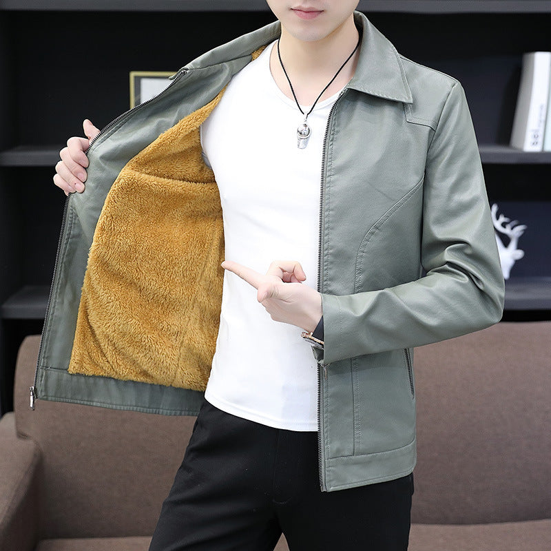Herren Lederoptik-Zipblouson mit wärmender Teddyinnenlage und minimaler Nahtführung Nord Taschen