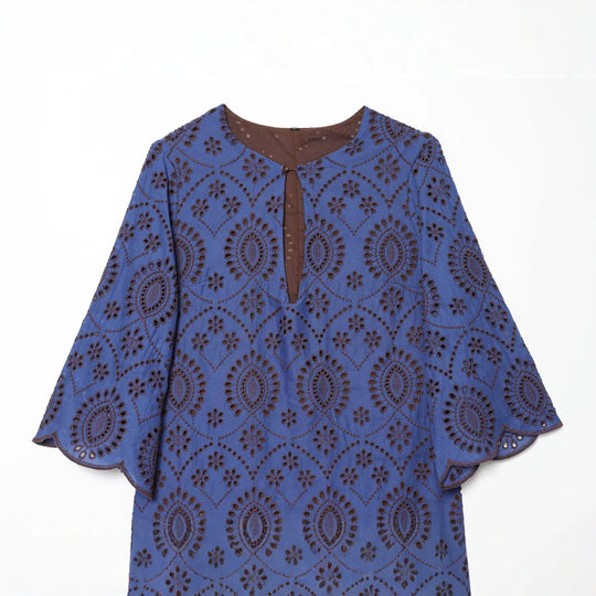 Damen Bestickte Broderie-Anglaise Tunika mit Ajour-Details Nord Taschen