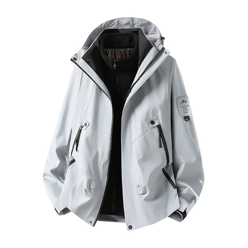 Herren Zwei-in-eins Wetterschutzjacke mit abnehmbarer Steppweste und verstellbarer Kapuze Nord Taschen