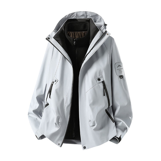 Herren Zwei-in-eins Wetterschutzjacke mit abnehmbarer Steppweste und verstellbarer Kapuze Nord Taschen