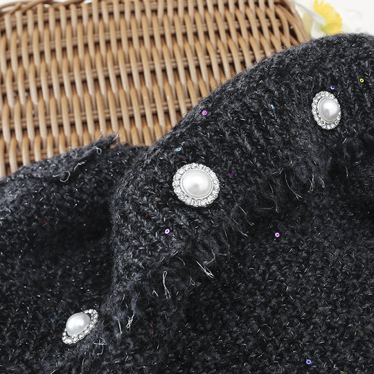 Damen Bouclé-Cardigan mit Perlmuttknöpfen und aufgesetzten Taschen Nord Taschen