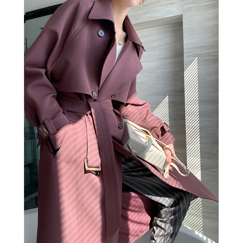 Damen Trenchcoat mit doppelter Knopfleiste und Taillengürtel Nord Taschen