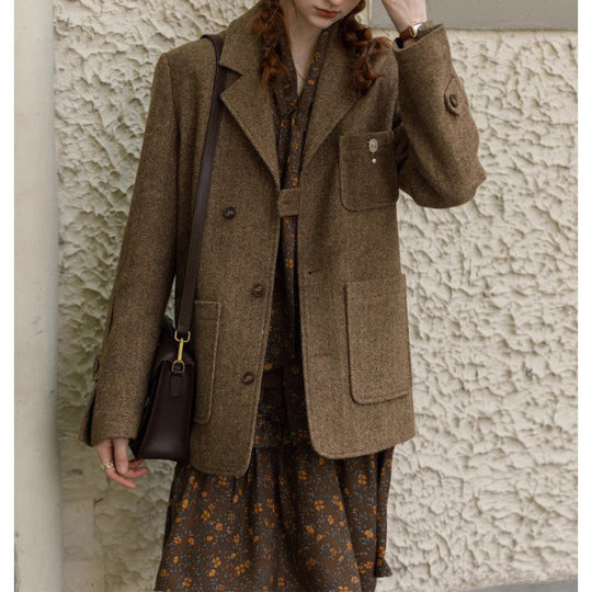 Damen Stylische Wolljacke Nord Taschen
